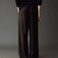 Wool Blend Drawstring Pants - Black