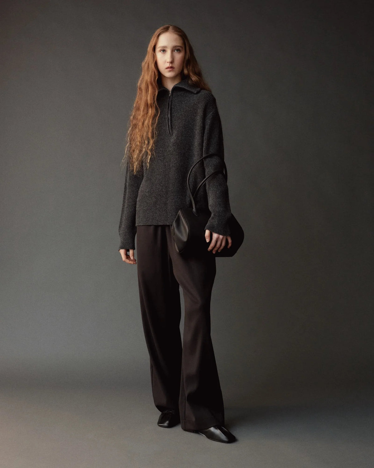Wool Blend Drawstring Pants - Black