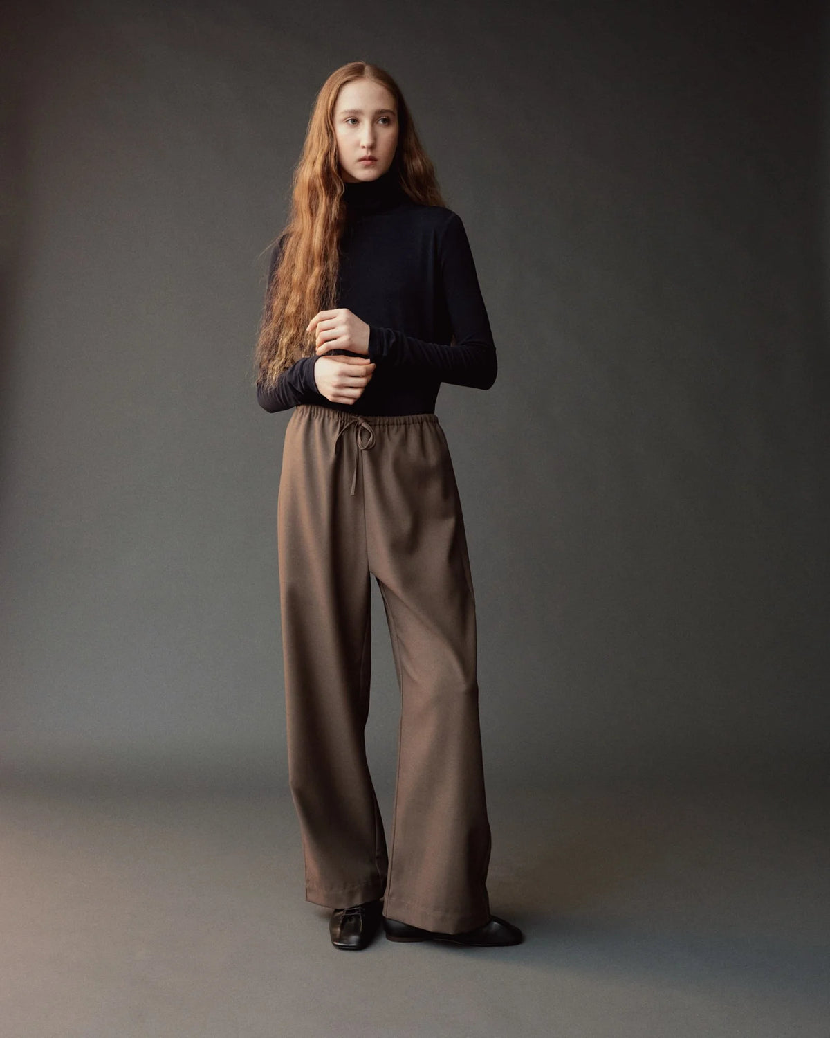 Roll Neck Jersey Top - Black