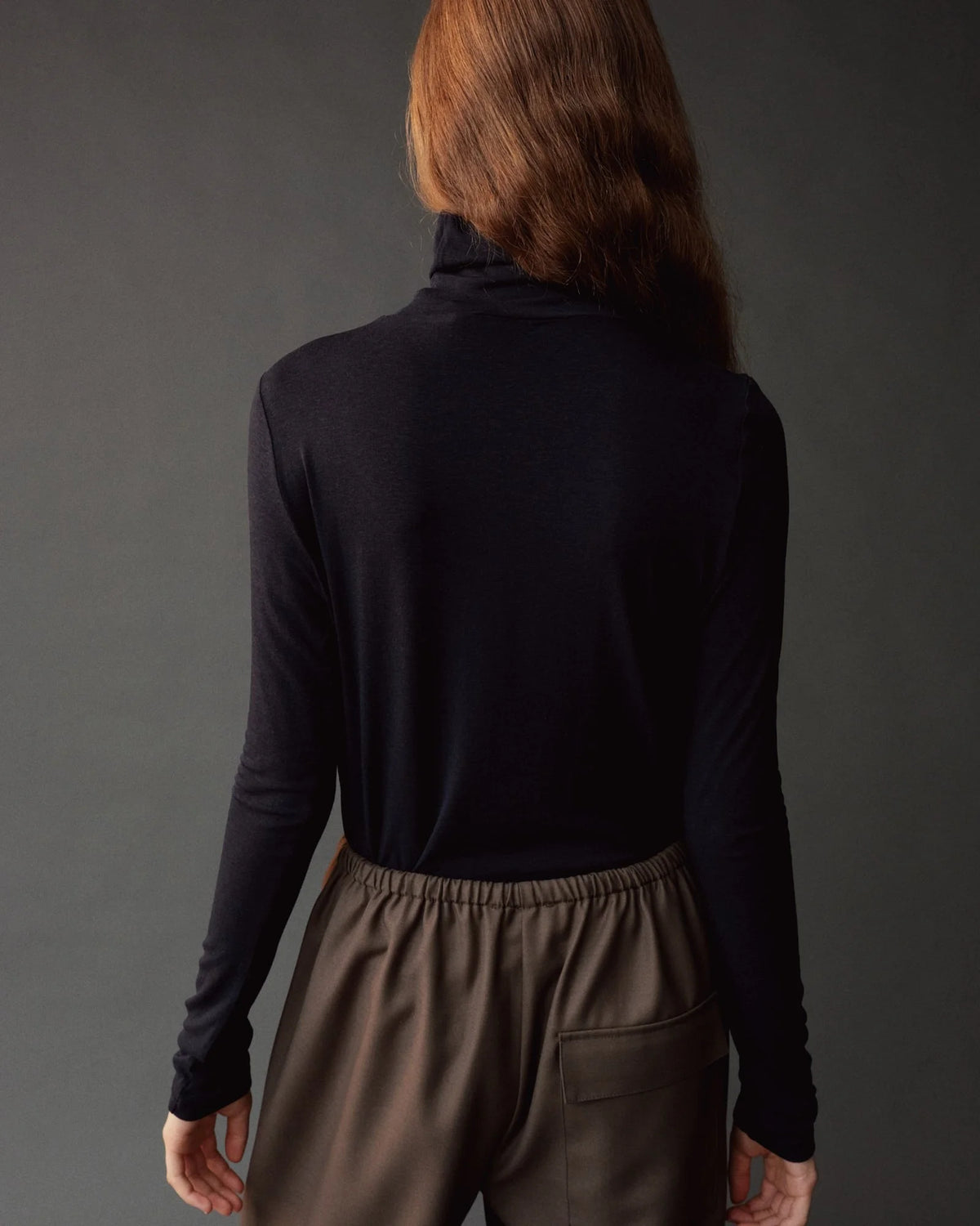 Roll Neck Jersey Top - Black