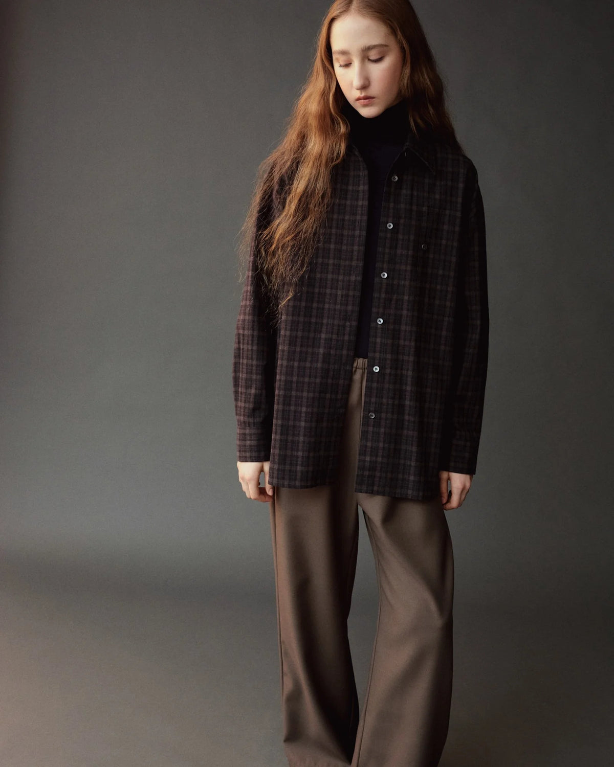 Oversized Plaid Shirt - Black Plaid