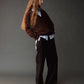 Wool Blend Drawstring Pants - Black
