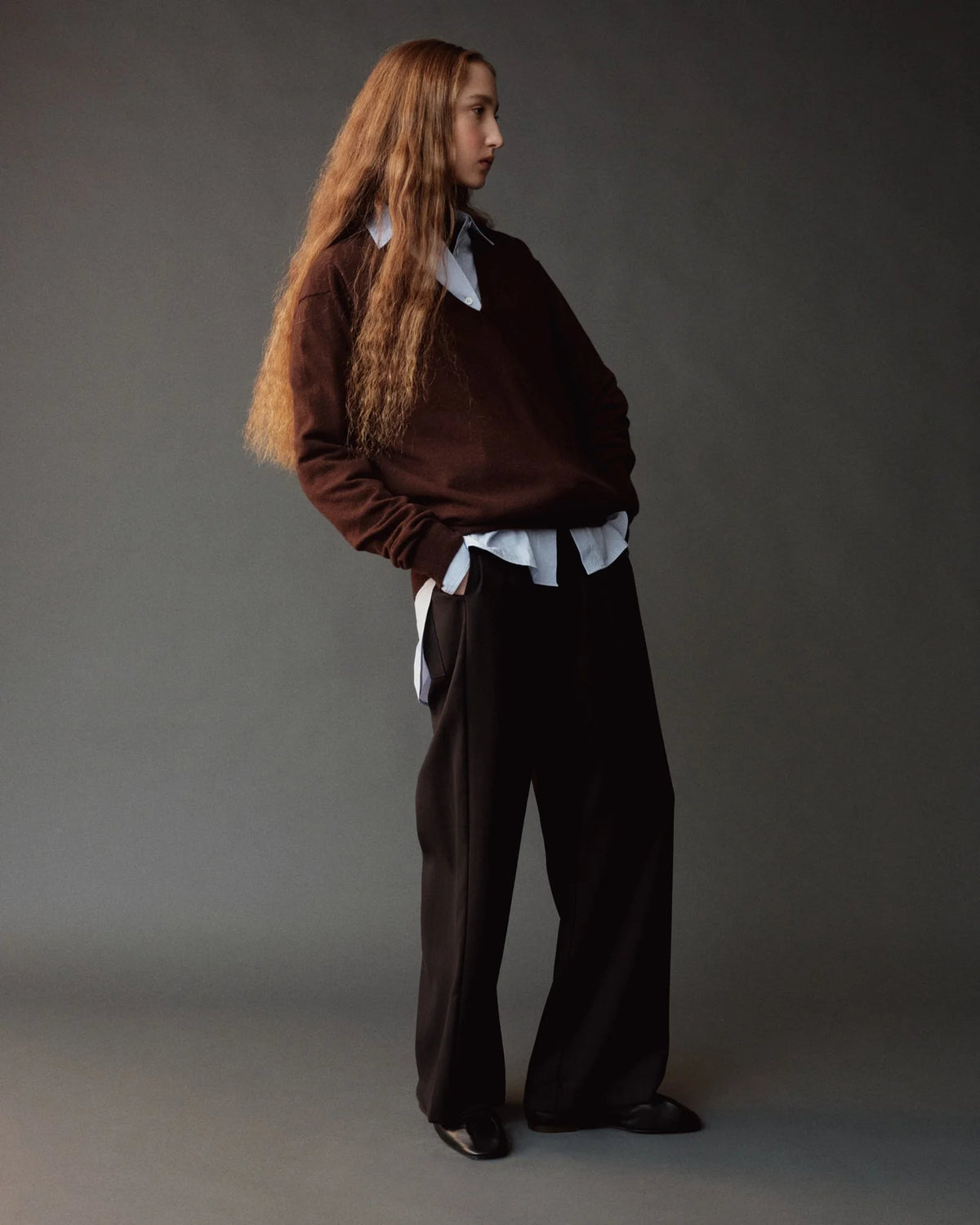 Wool Blend Drawstring Pants - Black