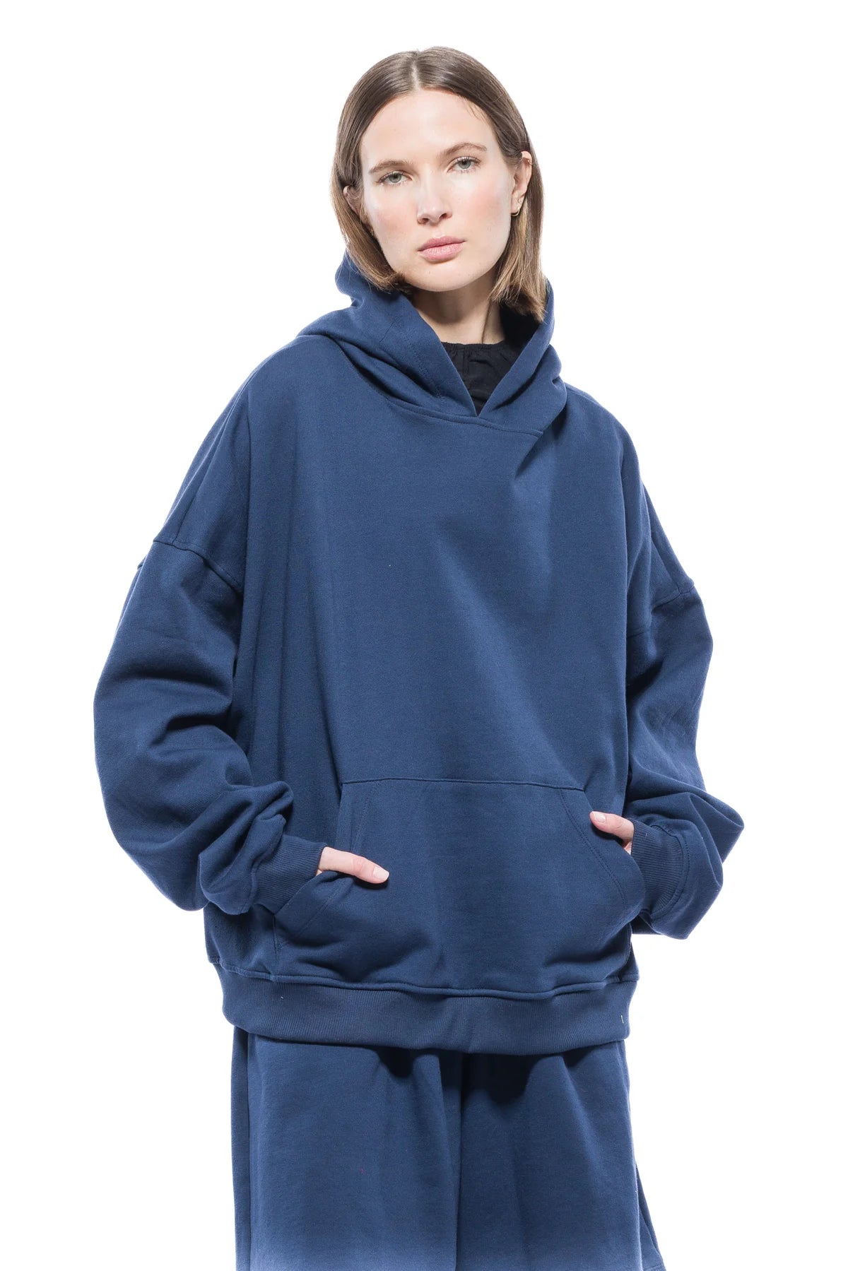 Oversize Wide Hoodie - Navy