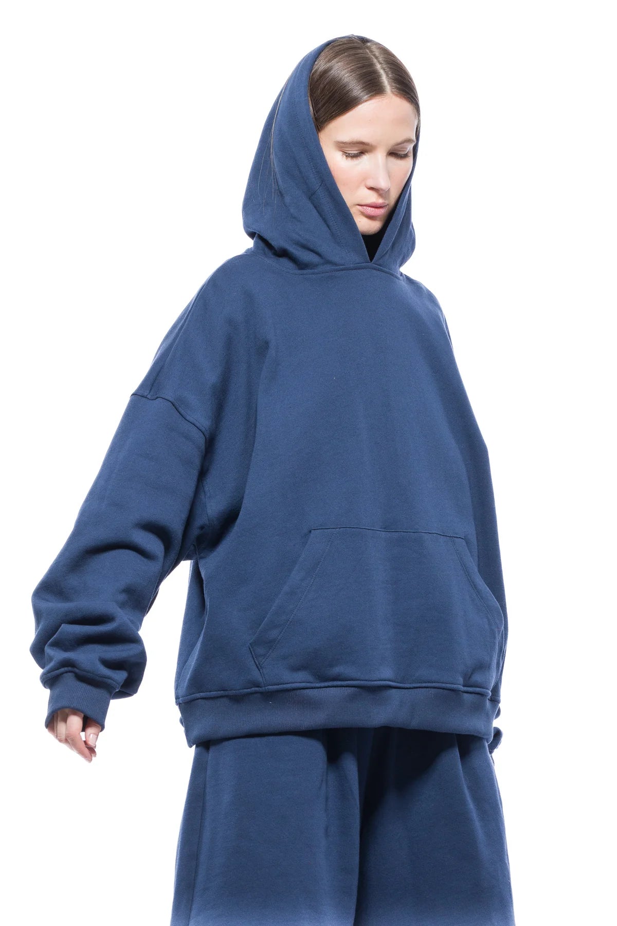 Oversize Wide Hoodie - Navy