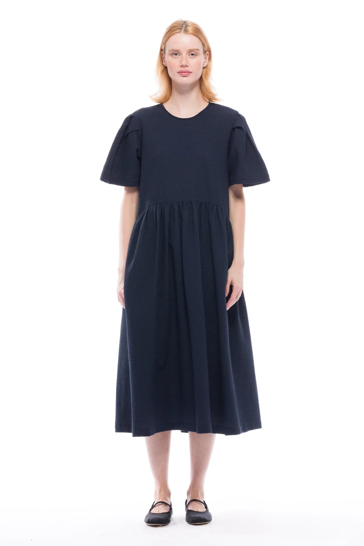 Spring Garden 2.0 Dress - Navy Seersucker