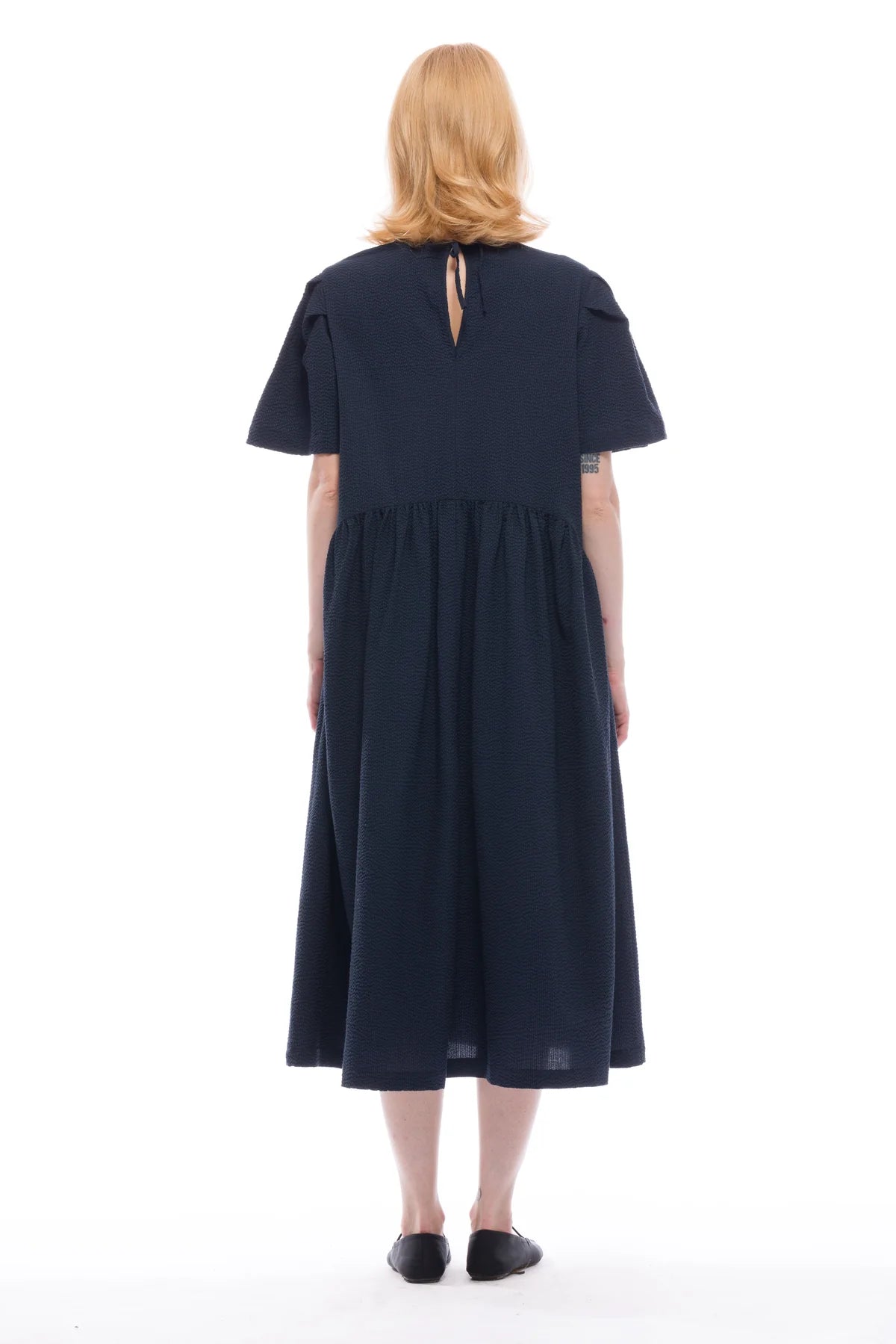 Spring Garden 2.0 Dress - Navy Seersucker