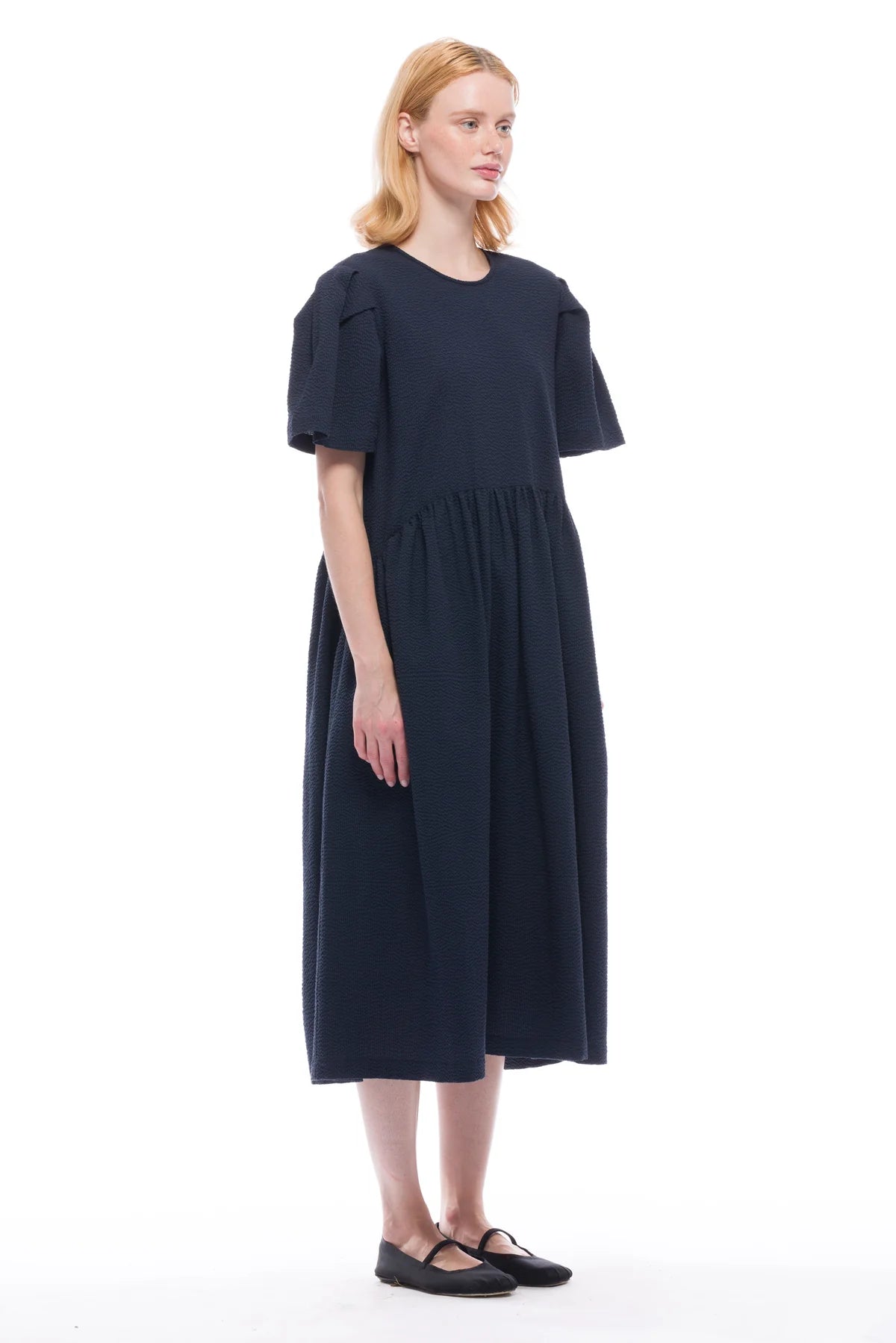 Spring Garden 2.0 Dress - Navy Seersucker