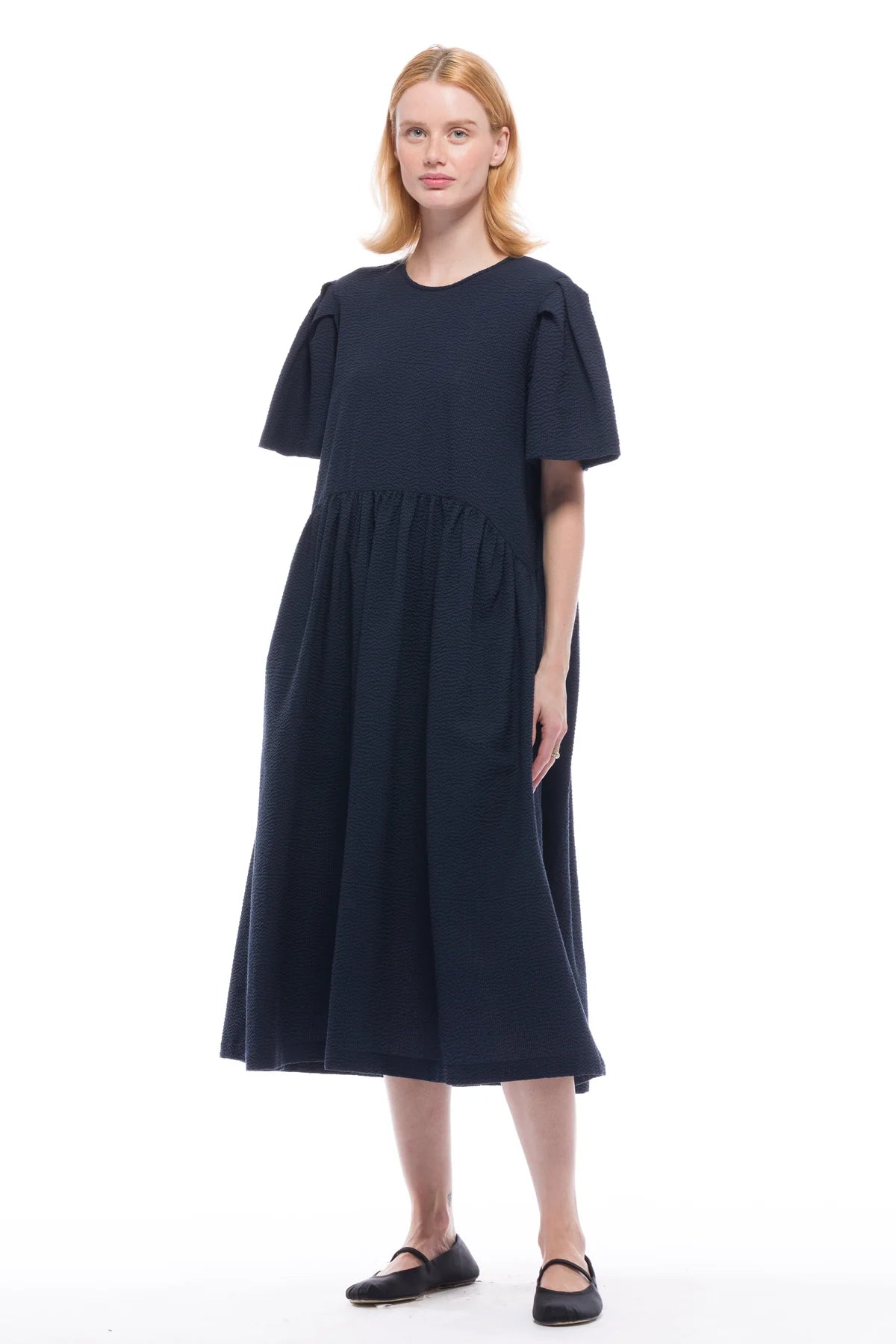 Spring Garden 2.0 Dress - Navy Seersucker