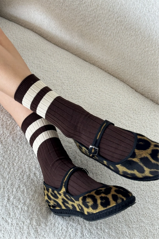 Her Varsity Socks - Espresso