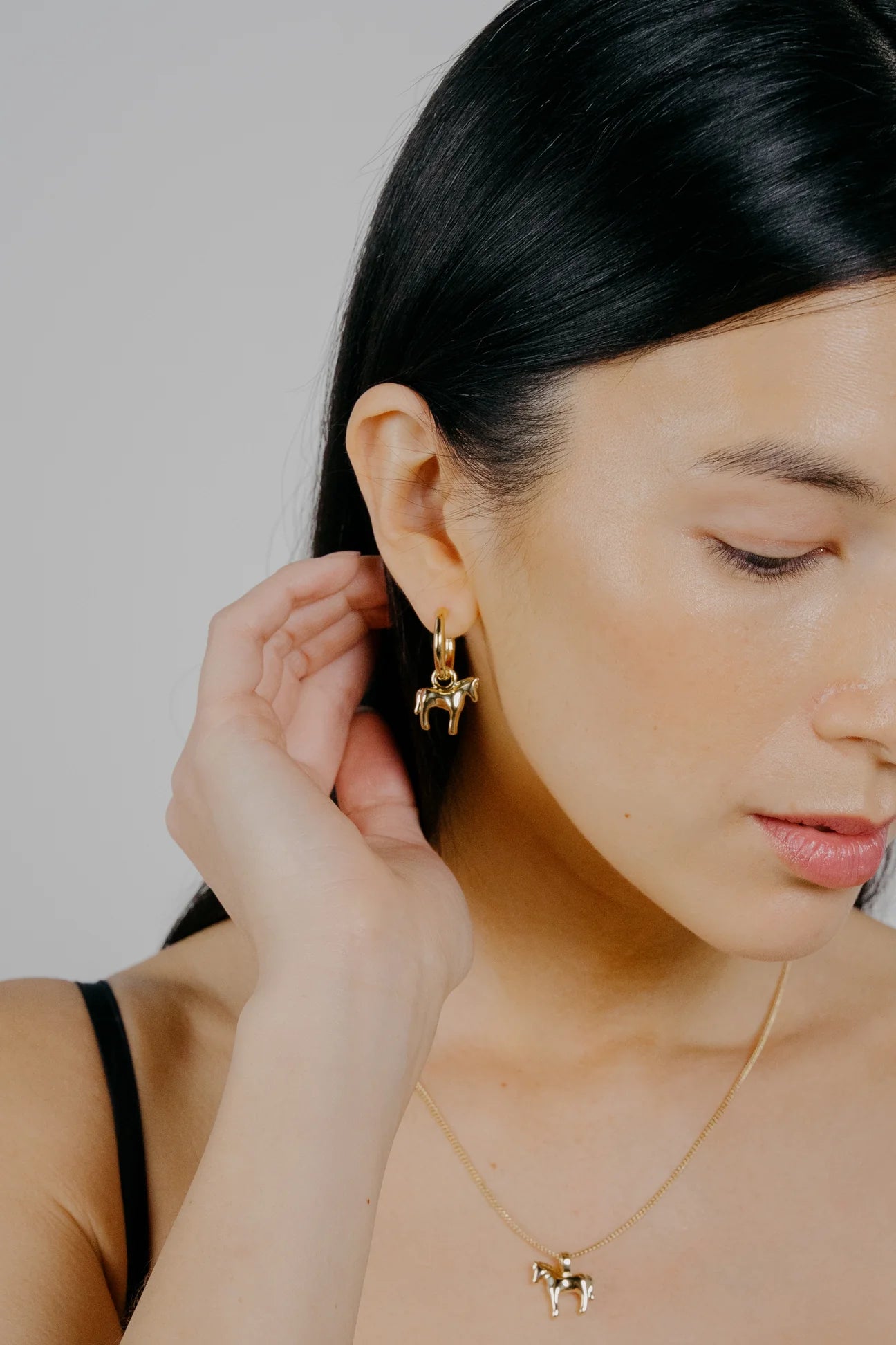 Lunar Horse Hoops - 14k gold plated brass