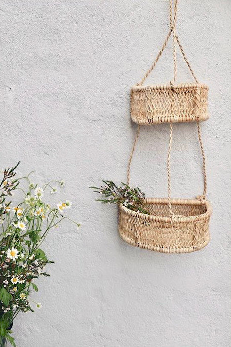 Small Lot Co. Janote Hanging Baskets traditionally made by a democratic collective of women in Mexico from hand-harvested Jonote wood and tree bark and take a full day to produce each one.