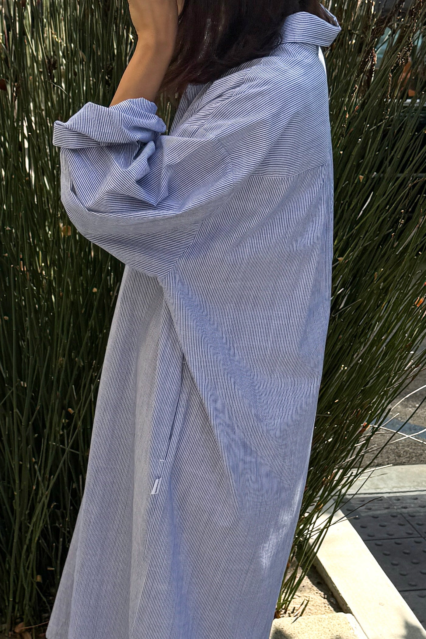 Artist Long Shirt - Blue Pinstripe