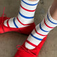 Striped Boyfriend Socks - Red & Blue Stripe