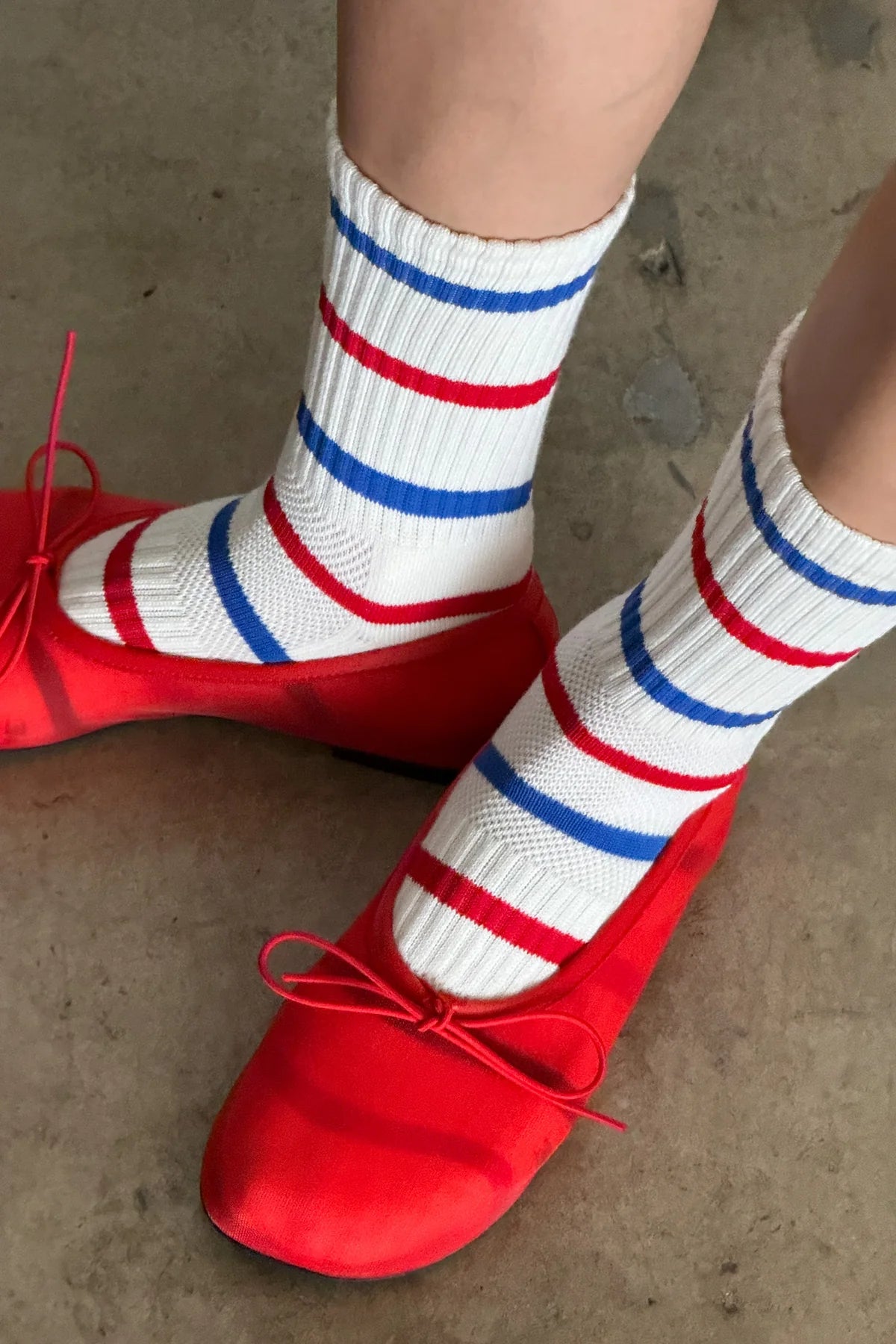 Striped Boyfriend Socks - Red & Blue Stripe