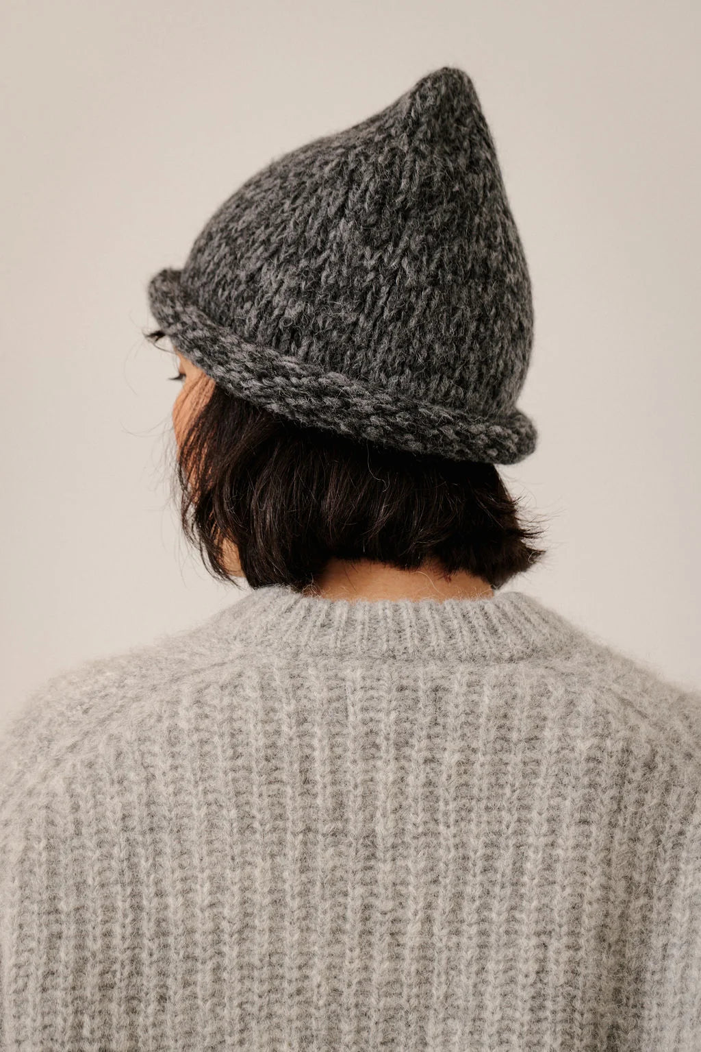 Baby Alpaca Roll Hat - Charcoal Marl