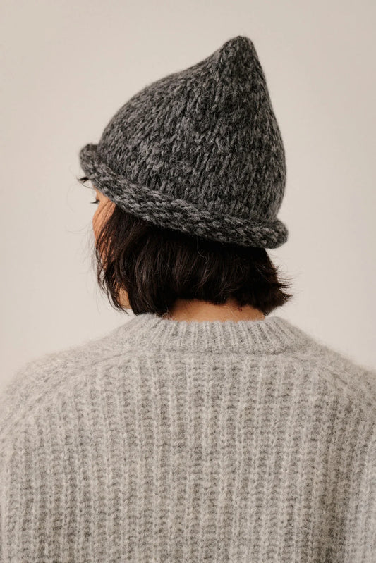 Baby Alpaca Roll Hat - Charcoal Marl