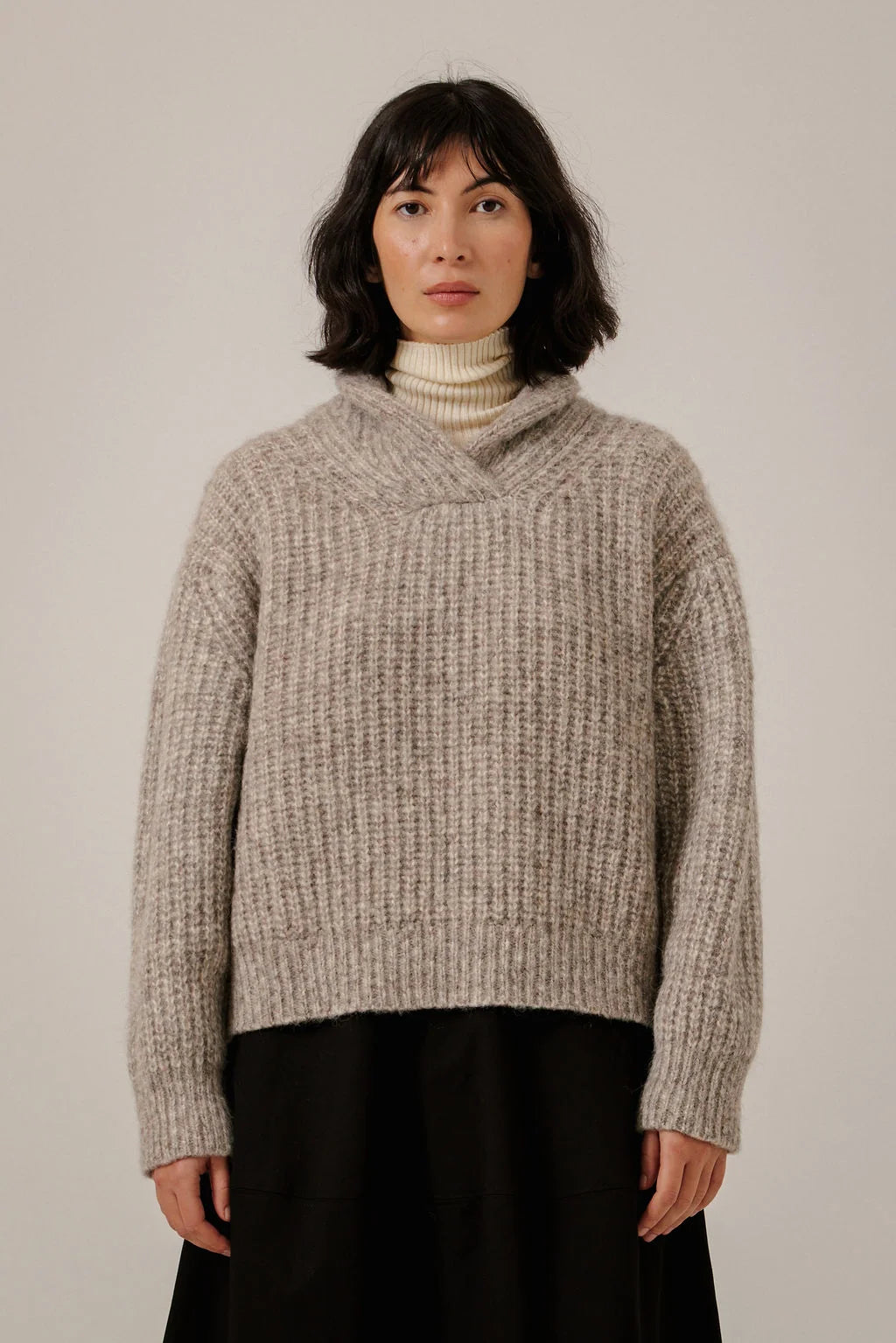 Oversized Shawl Pullover - Marble