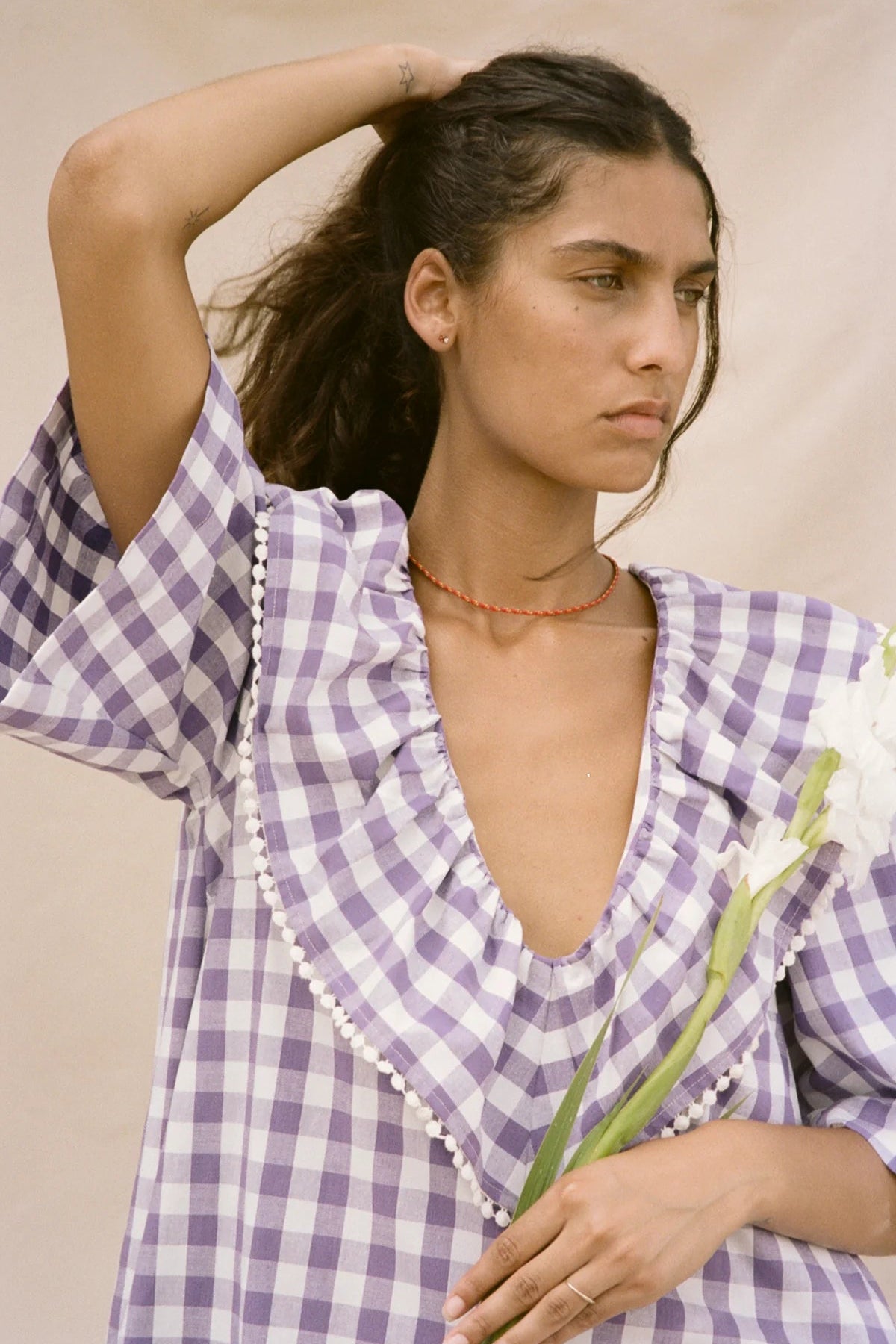 Ruffle Dress - Purple Gingham