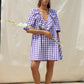 Ruffle Dress - Purple Gingham