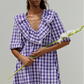 Ruffle Dress - Purple Gingham