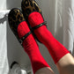 Cashmere Pointelle Socks - Red