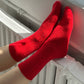 Cashmere Pointelle Socks - Red