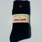 Embroidered Snow Socks - Black + Heart