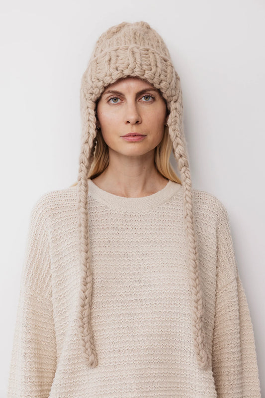 Hand Knit Hat - Putty