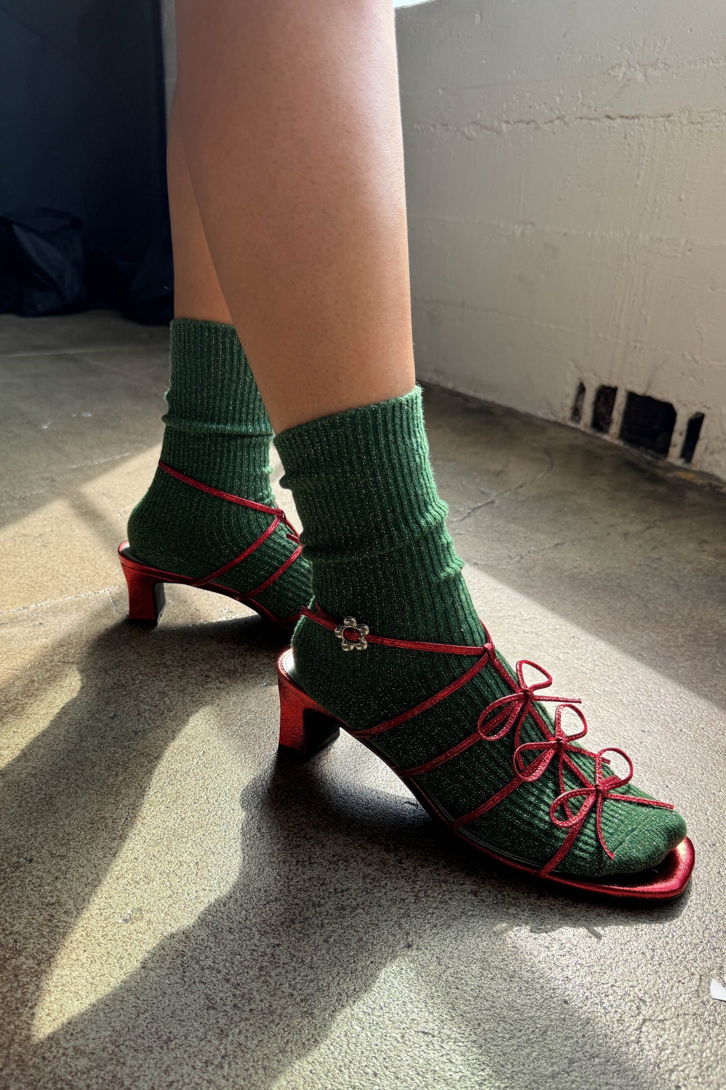 Winter Sparkle Socks - Evergreen