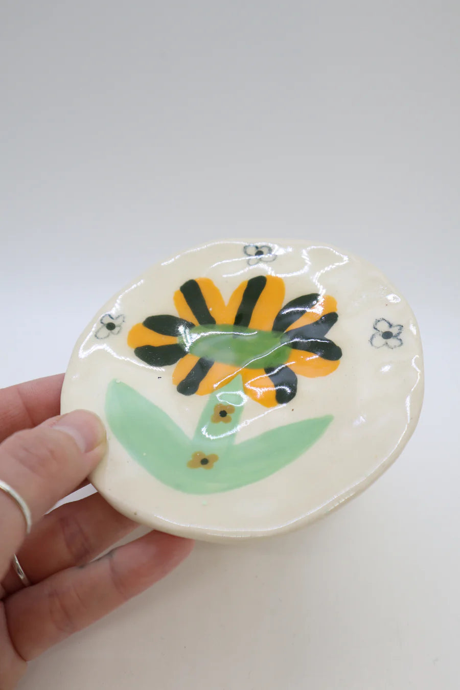 Yellow & Mint Flower Mini Plate