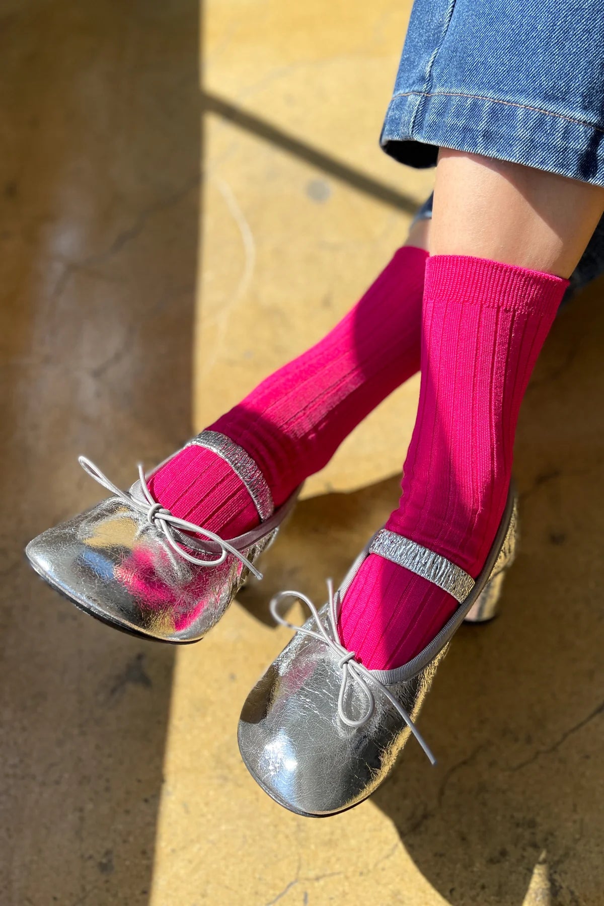 Her Socks - Mercerized Cotton in Fuchsia