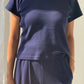 Pointelle Baby Tee - Navy