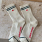 Embroidered Boyfriend Socks - Parchment + Heart