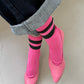Her Varsity Socks - Pink Green
