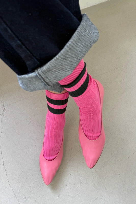 Her Varsity Socks - Pink Green