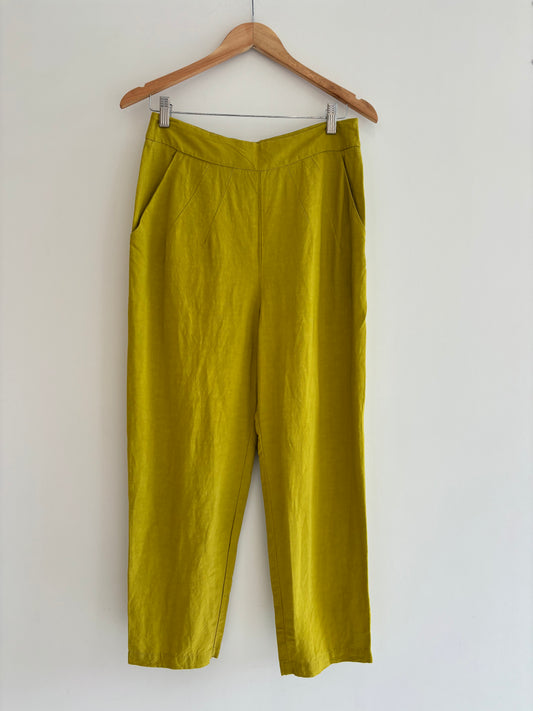 Eve Gravel Chartreuse Linen Tencel pants