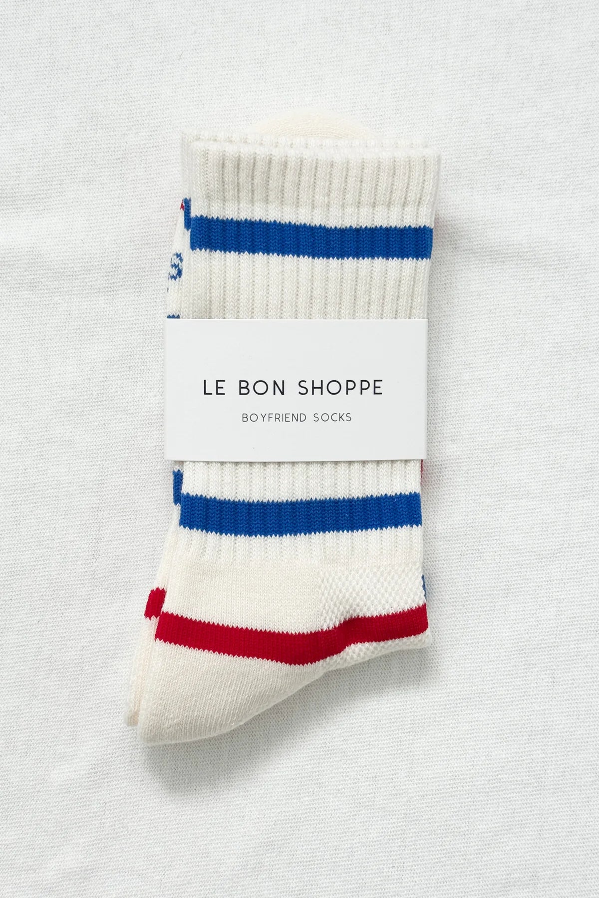 Striped Boyfriend Socks - Red & Blue Stripe