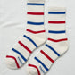 Striped Boyfriend Socks - Red & Blue Stripe