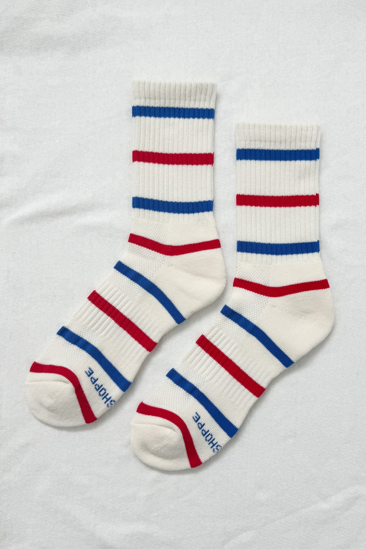 Striped Boyfriend Socks - Red & Blue Stripe