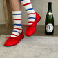 Striped Boyfriend Socks - Red & Blue Stripe