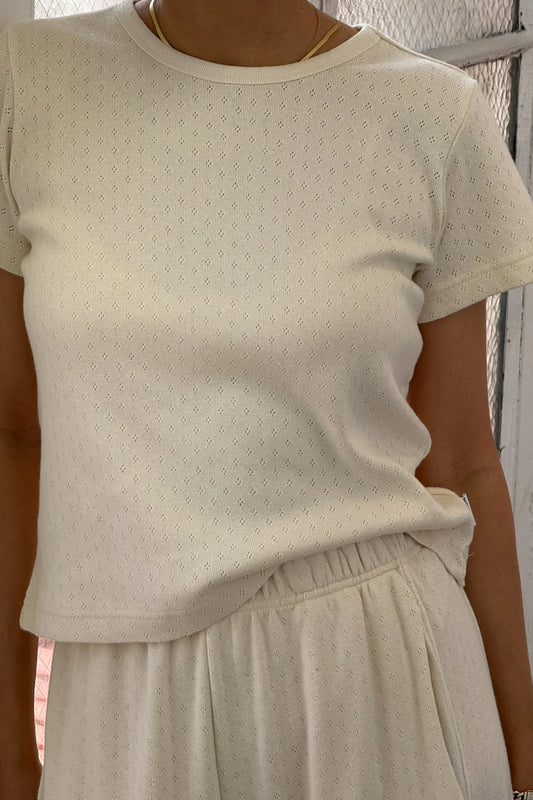 Pointelle Babe Tee - Naturel