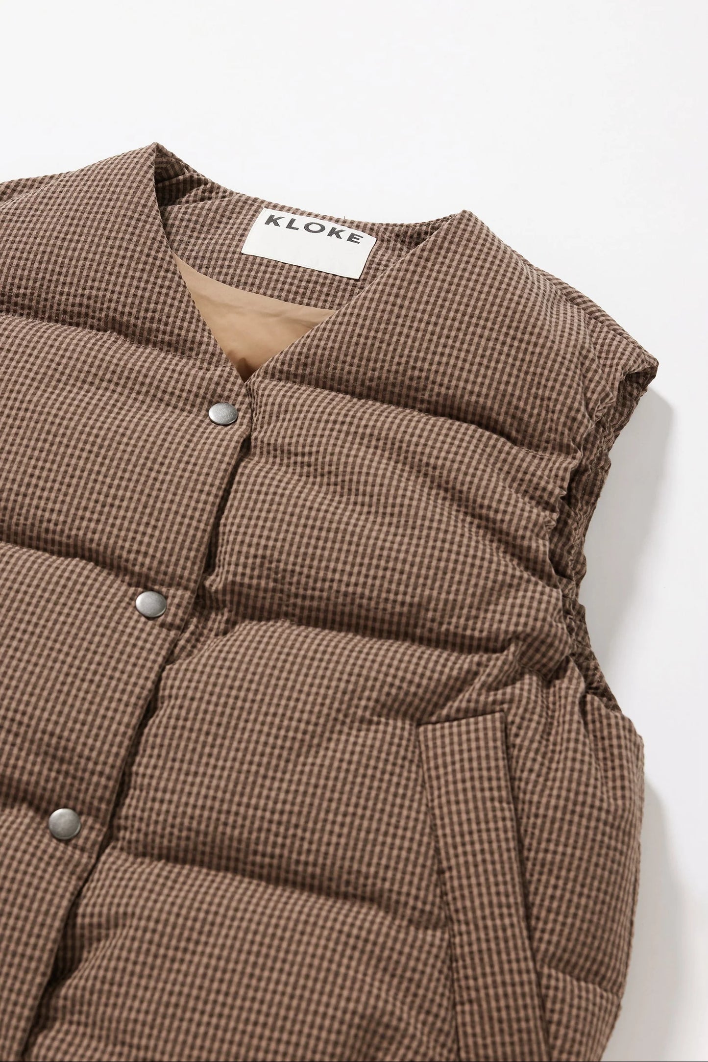 Static Quilted Down Vest - Cocoa