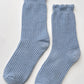 Linen Scallop Socks - Pale Blue