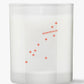 White candle with 'Bordeaux' and star designs on a white background