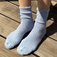 Linen Scallop Socks - Pale Blue