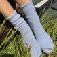 Linen Scallop Socks - Pale Blue