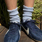 Linen Scallop Socks - Pale Blue