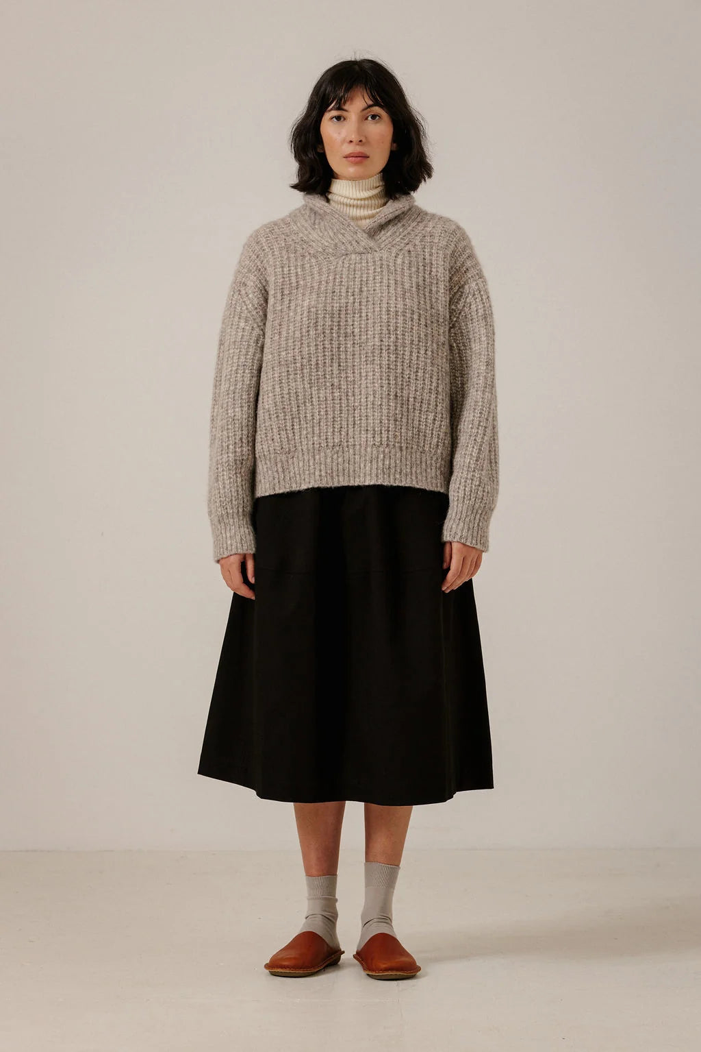Oversized Shawl Pullover - Marble