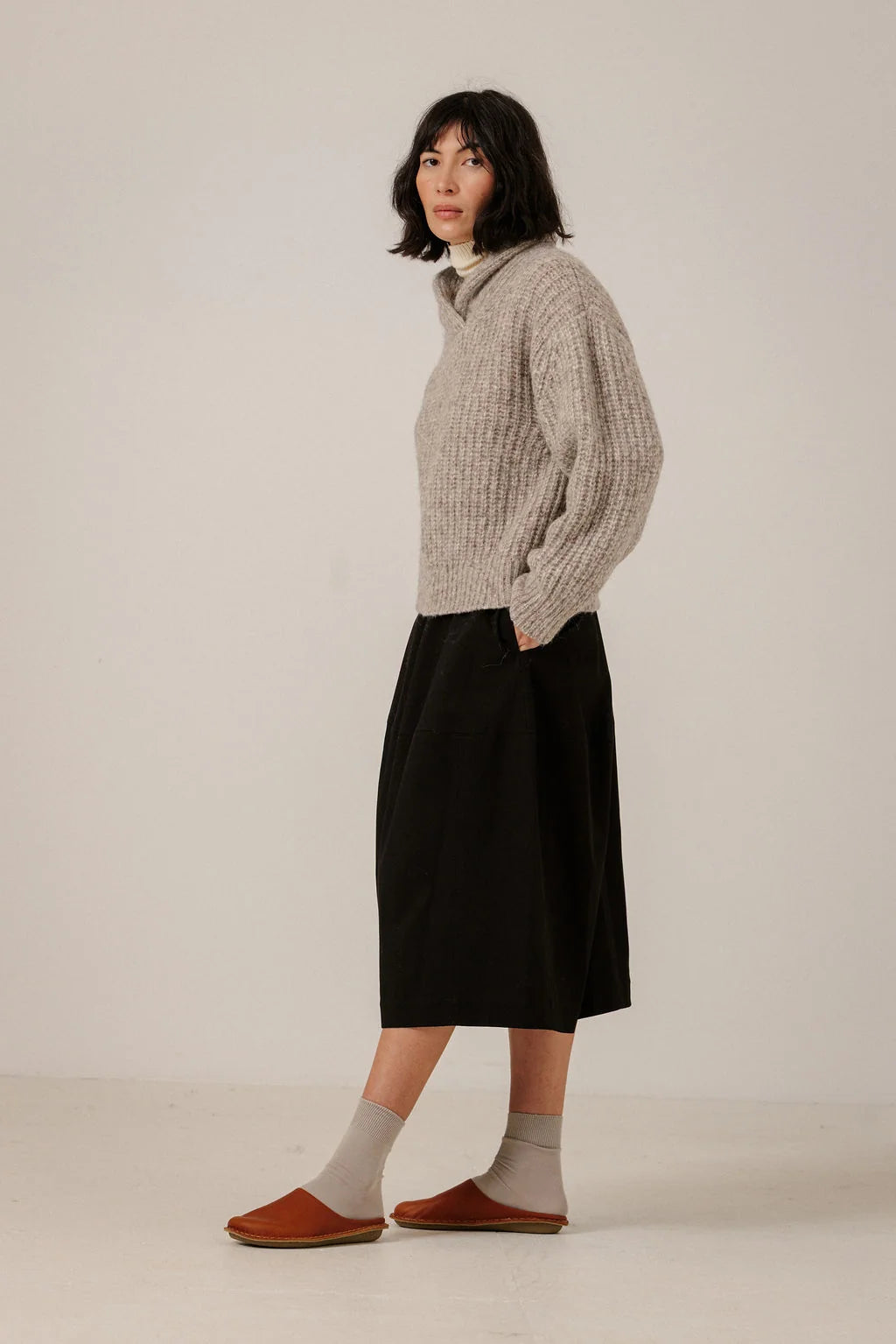 Oversized Shawl Pullover - Marble